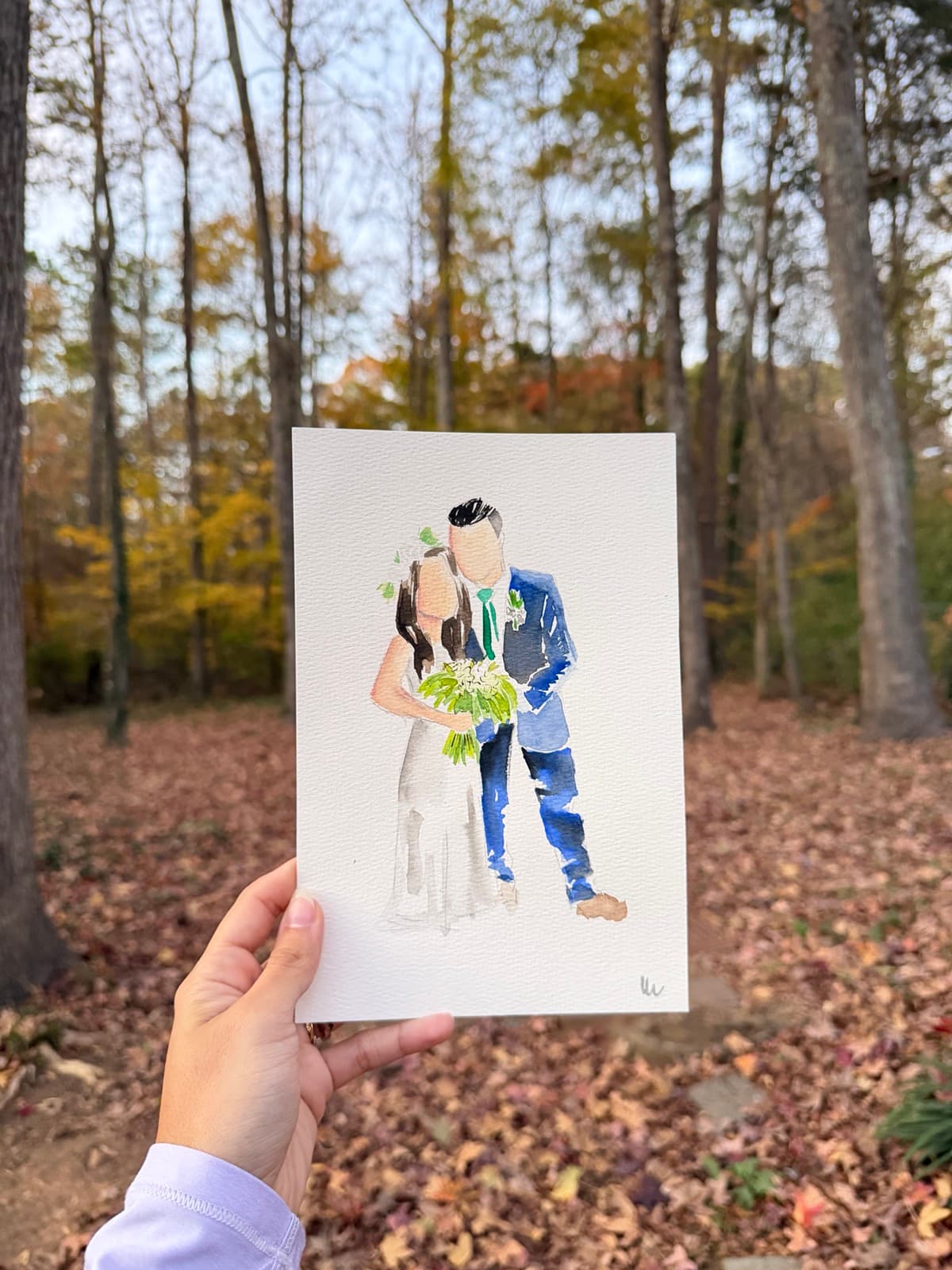 Watercolor wedding portrait