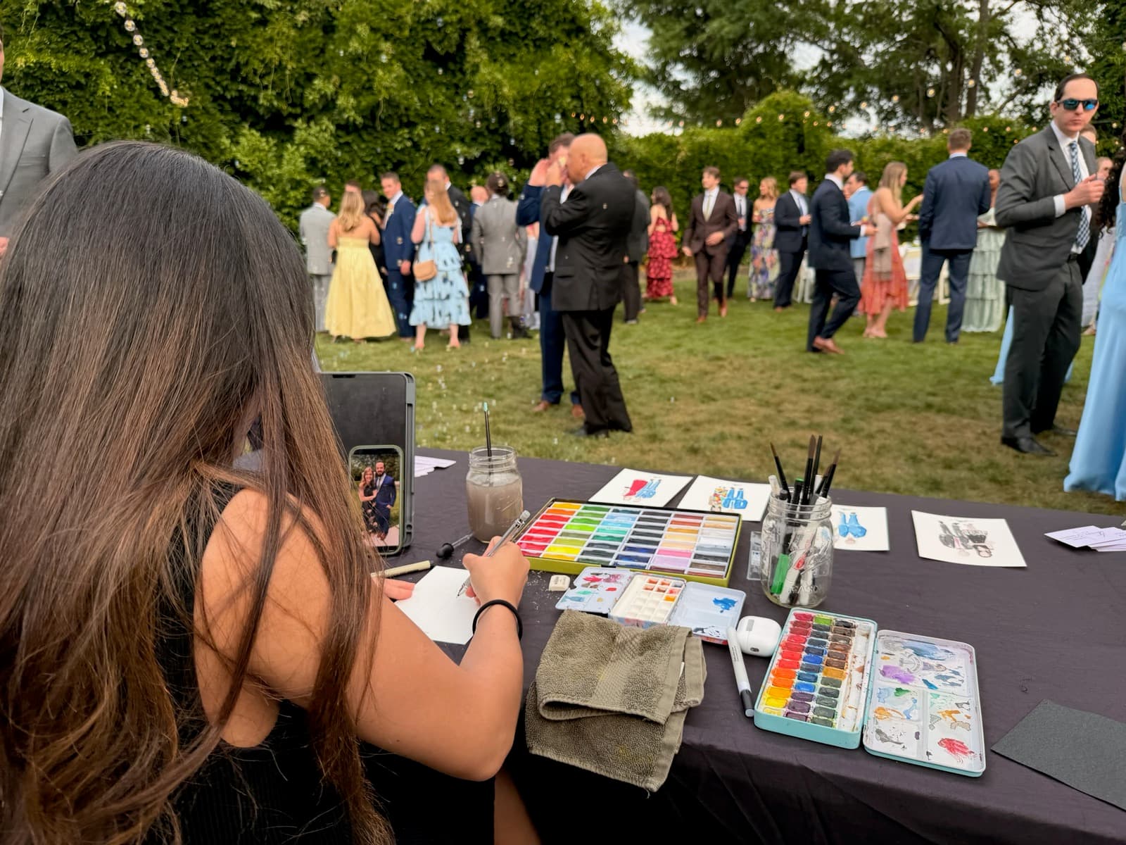 Miriam painting live at a wedding reception
