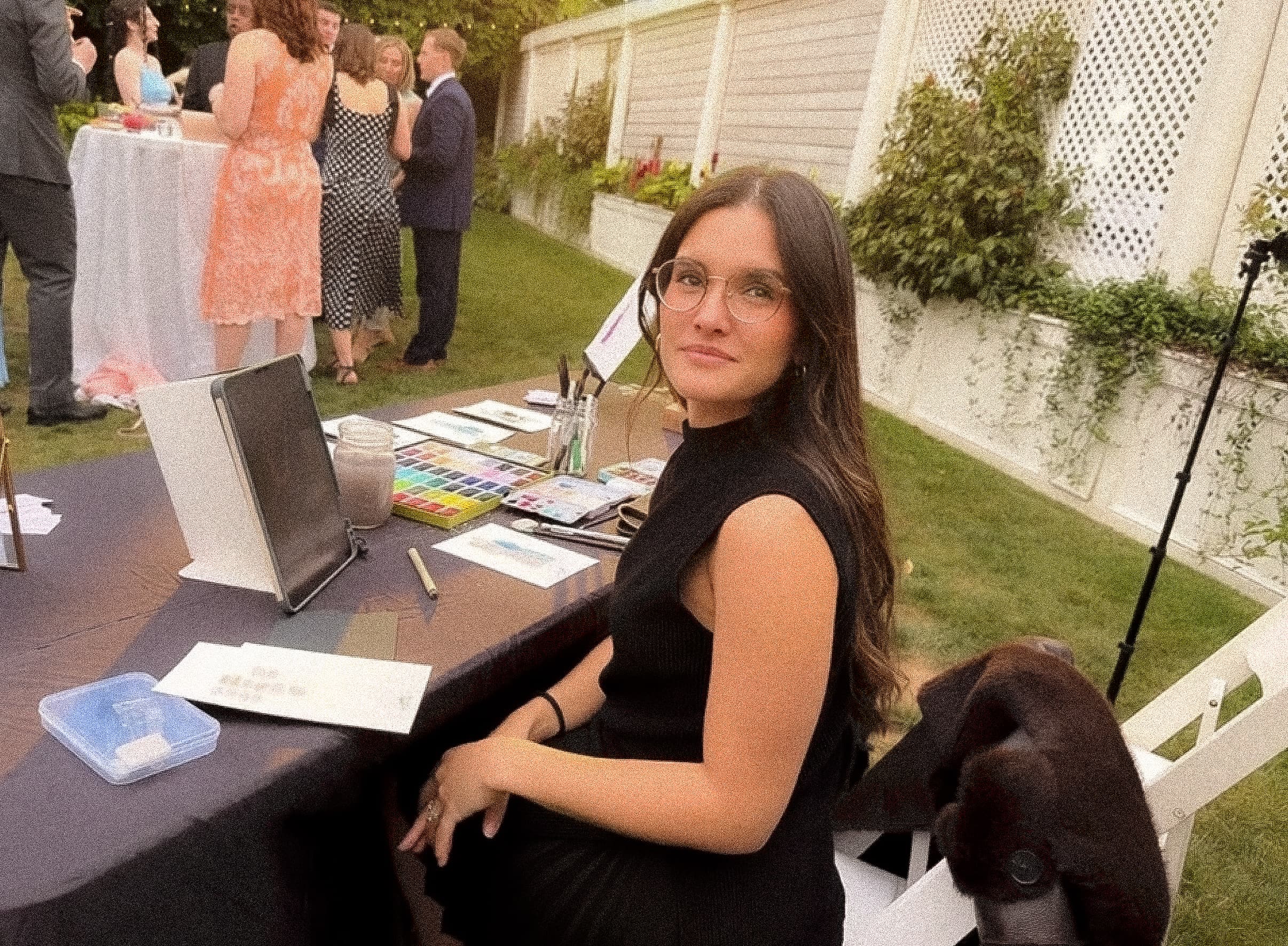 Miriam painting live at a wedding reception