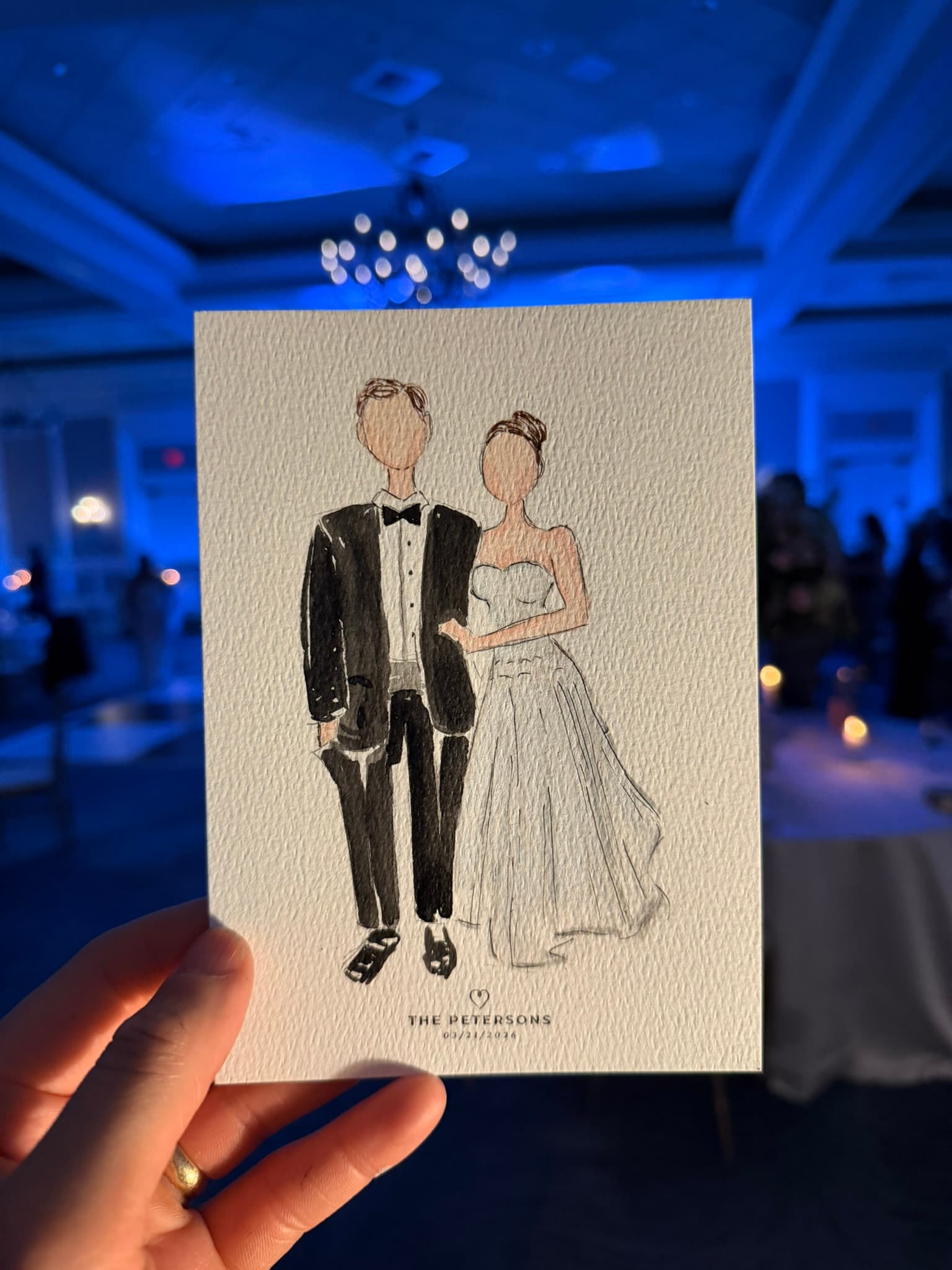 Bride and groom watercolor portrait